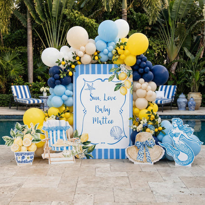 Mediterranean Birthday Cutouts — custom party decor, printed and cut to shape