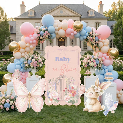 Cute Bunny with Flowers Cutouts — custom party decor, printed and cut to shape
