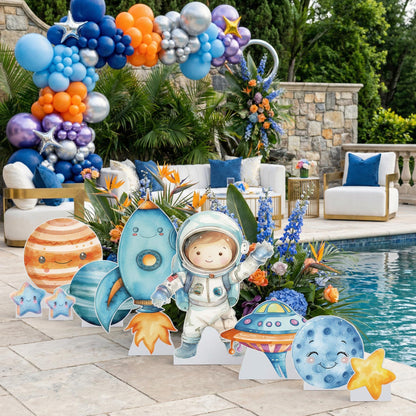 Astronaut Party, Outer Space Decor, Blast Off Cutouts Centerpieces,Baby Shower Boy,Space Themed Party Decor,Birthday Party Stand Up Prop