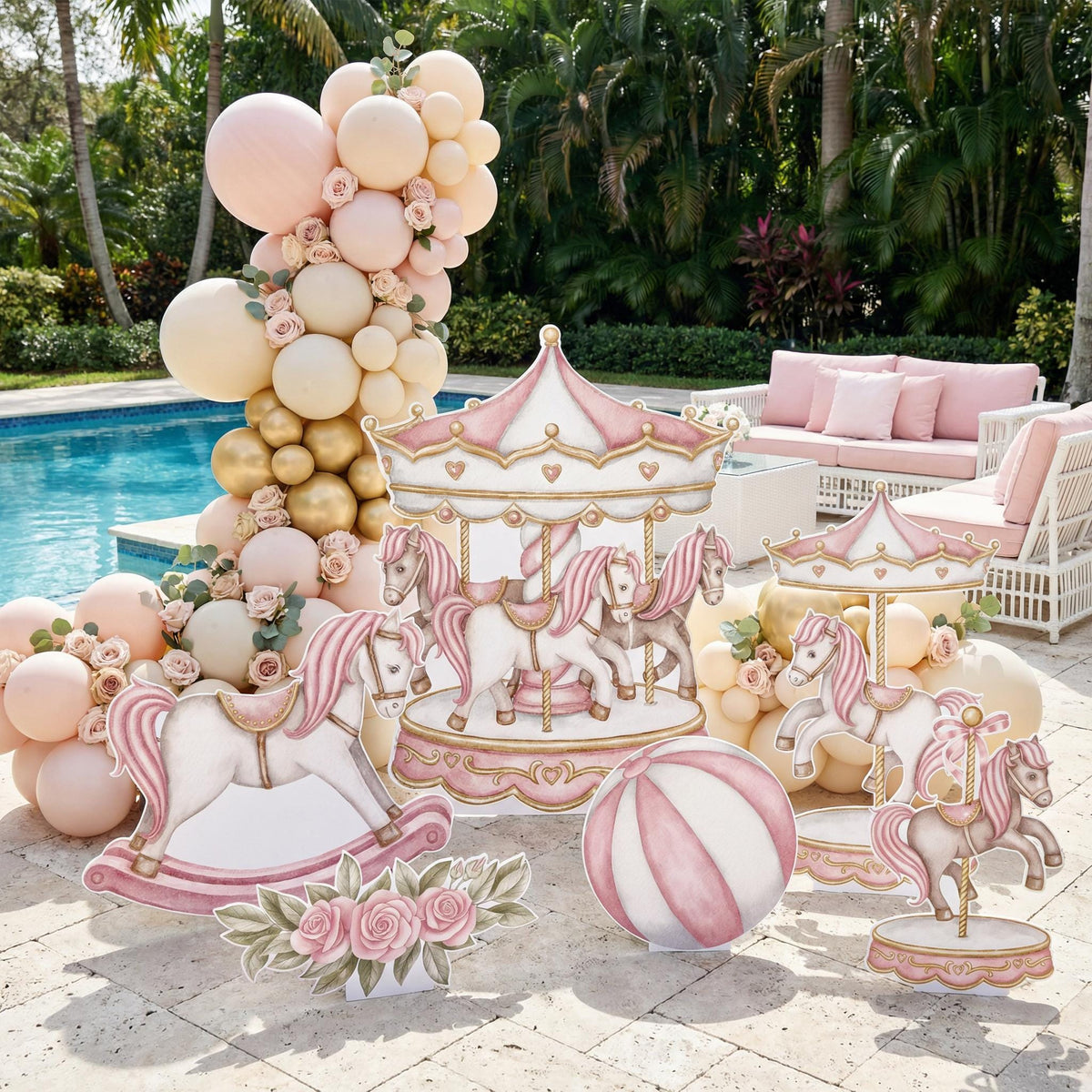 Carousel Cutout Prop, Carousel Party Decoration, Centerpieces Standee, Horse Merry-go-round Baby Shower, Carnival Horse Stand Up Prop