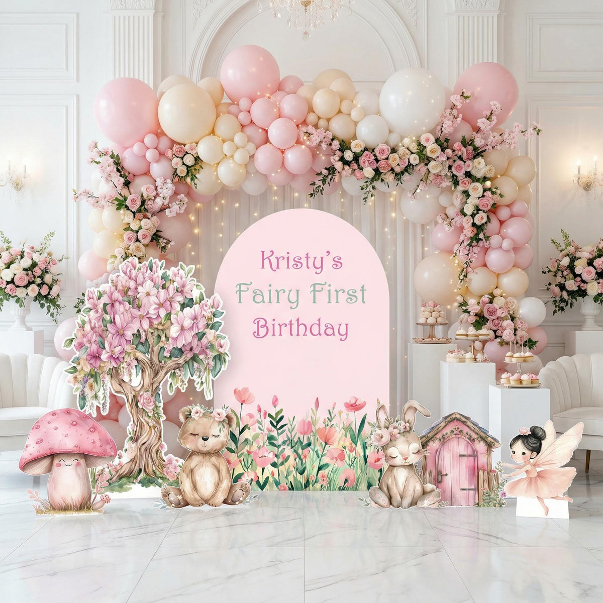 Fairy First Birthday Decor, Large Cutout Set, Fairy Baby Shower, Fairy BIG Decor,Arch Backdrop,Stand Up Props, Pink Birthday Backdrop