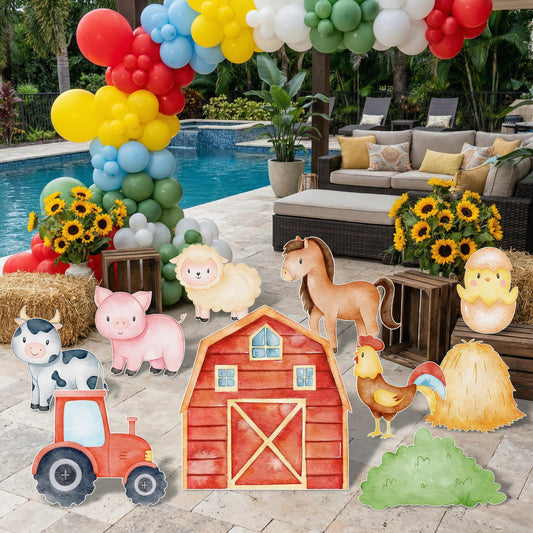 Farm Animals Cutouts Set — custom party decor, printed and cut to shape