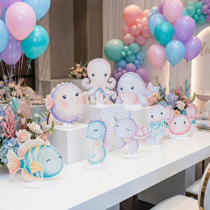 Sea Animals Double-Sided Table Centerpieces Set 8, Baby Shower, Ocean Nursery Decor, Table Decor, Birthday Decorations, Under the Sea Party