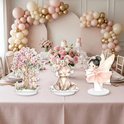 Pink Fairy Double-Sided Table Centerpieces Set 7, Baby Shower, Nursery Decor, Table Decor, Fairy First Birthday, Party Props