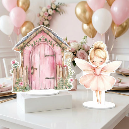 Pink Fairy Double-Sided Table Centerpieces Set 7, Baby Shower, Nursery Decor, Table Decor, Fairy First Birthday, Party Props