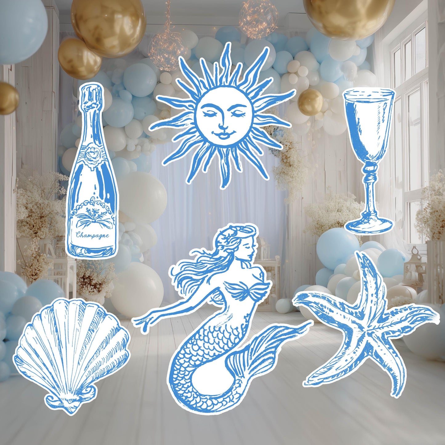 Mediterranean Birthday Cutouts (Beach Chair & Lemons), Amalfi Coast Bridal Shower Decor, Baby Shower, Bachelorette Backdrop