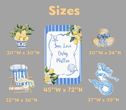 Mediterranean Birthday Cutouts, Amalfi Coast Bridal Shower Decor, Bachelorette Party, Lemons
