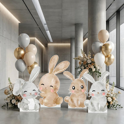 Woodland Bunny Cutouts Set 4, Baby Shower Decor, Backdrop, Yard Sign, Easter Bunny, Rabbit