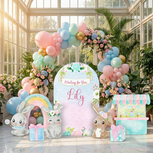 Floral Easter Bunny Cutouts — custom party decor, printed and cut to shape