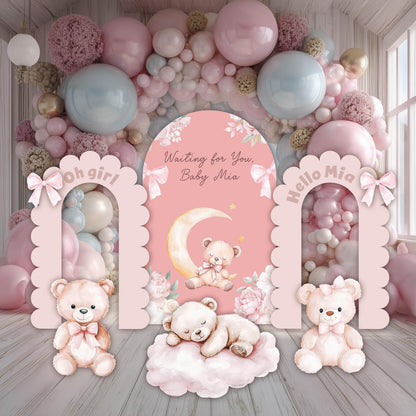 Pink Bear Cutouts, Girls First Birthday, We Can Bearly Wait, Baby Shower, Teddy Bear, Cute Bear, Pink Backdrop, Clouds