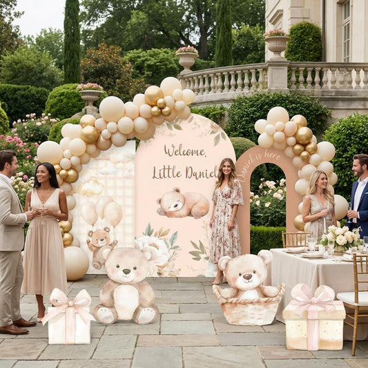 Neutral Bear Baby Shower Cutouts — custom party decor, printed and cut to shape