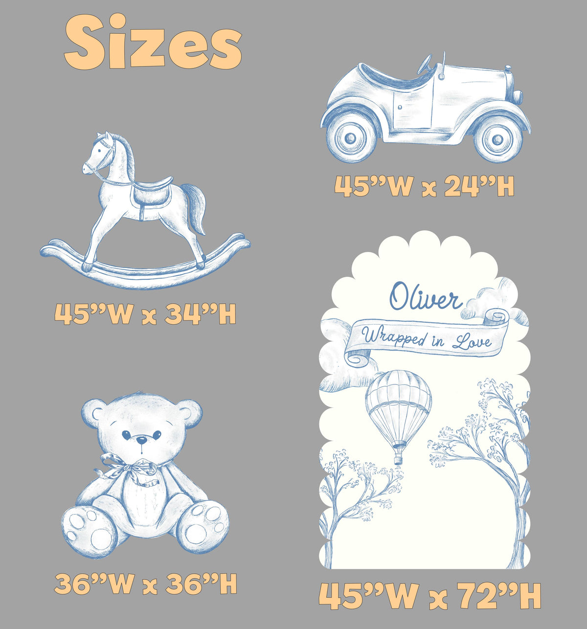 Blue Toile Teddy Bear Cutouts (Scalloped Arch Set), Chinoiserie Birthday, Toile de Jouy Backdrop, Baby Shower Decor, Teddy Bear