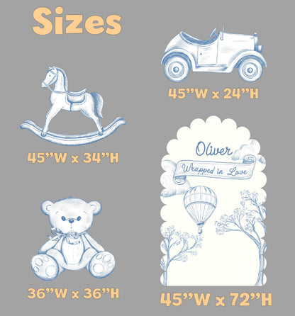 Blue Toile Teddy Bear Cutouts (Scalloped Arch Set), Chinoiserie Birthday, Toile de Jouy Backdrop, Baby Shower Decor, Teddy Bear