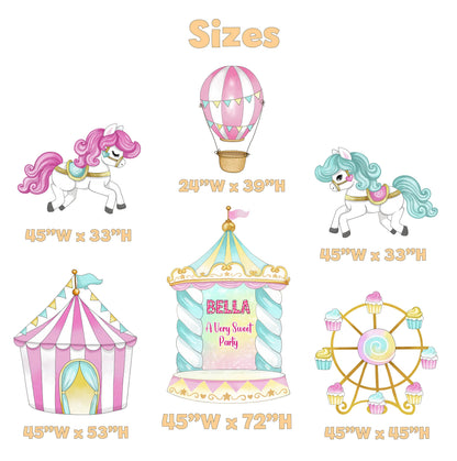 Circus Cutouts (Pink Carousel & Big Top), Carousel Party Decoration, Centerpieces, Baby Shower, Carnival Horse, 1st Birthday Decor