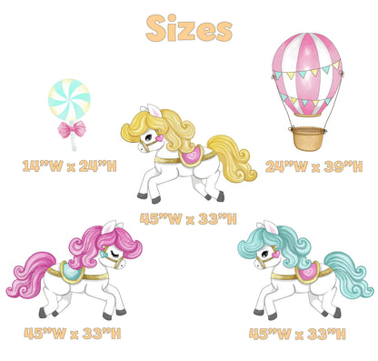 Circus Cutouts, Carousel Party Decoration, Centerpieces, Baby Shower, Carnival Horse, 1st Birthday Decor, Hot Air Balloon