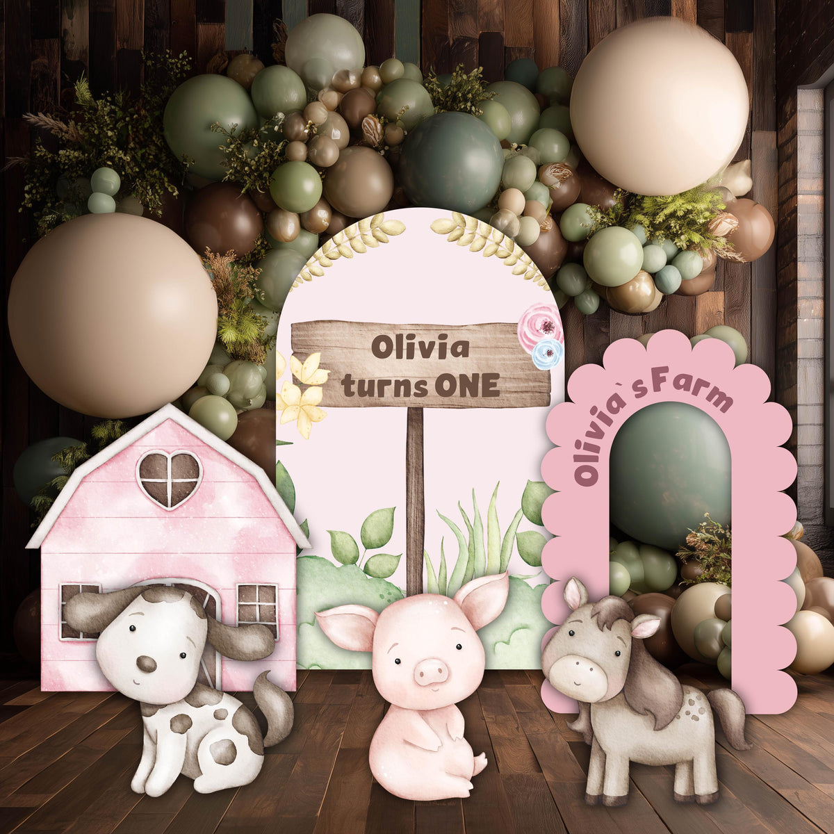 Pink Farm Animals Cutouts, Ranch Animals, Barnyard Props, Personalized Baby Shower, Centerpieces, First Birthday