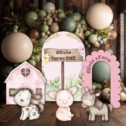 Pink Farm Animals Cutouts, Ranch Animals, Barnyard Props, Personalized Baby Shower, Centerpieces, First Birthday