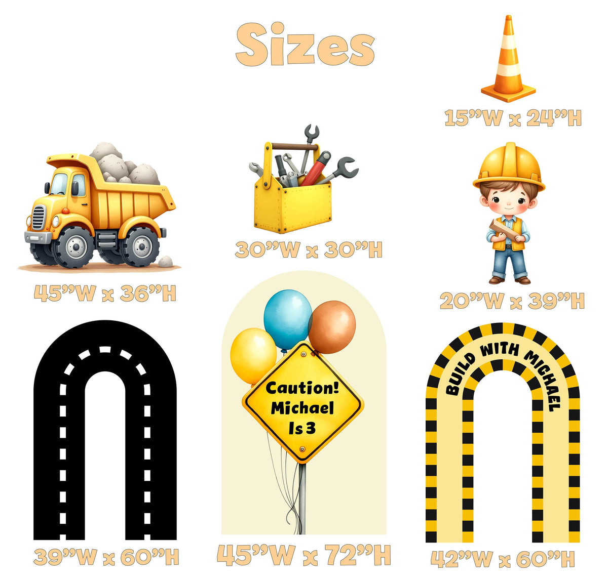 Construction Party Cutouts (Road Arch Set), Baby Shower, Vehicles Props, Boys 1st Birthday Decor, Construction Party Signs, Cars Centerpieces