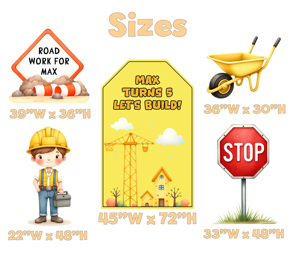 Construction Party Cutouts (Yellow Site Sign), Baby Shower, Vehicles Props, Boys 1st Birthday Decor, Construction Party Signs, Cars Centerpieces