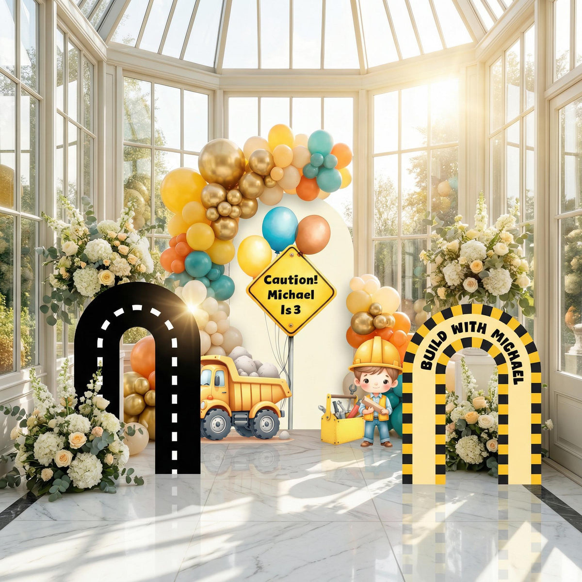 Construction Party Cutouts (Road Arch Set), Baby Shower, Vehicles Props, Boys 1st Birthday Decor, Construction Party Signs, Cars Centerpieces