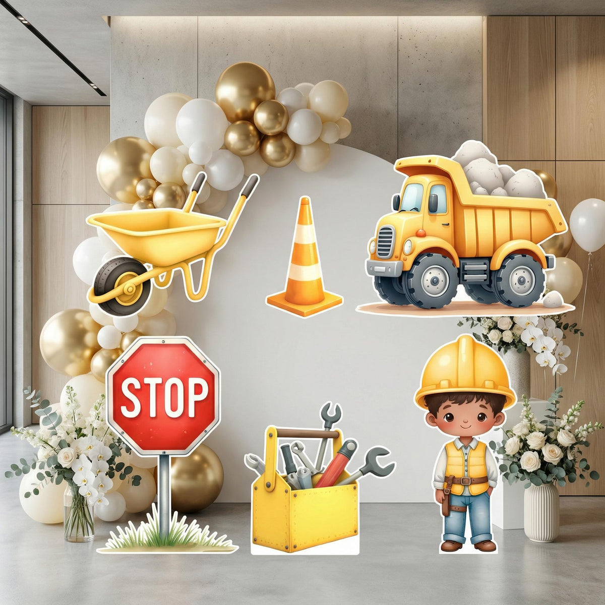 Construction Party Cutouts (Truck & Tools), Baby Shower, Vehicles Props, Boys 1st Birthday Decor, Construction Party Signs, Cars Centerpieces