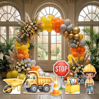 Construction Party Set 6 Cutouts — custom party decor, printed and cut to shape
