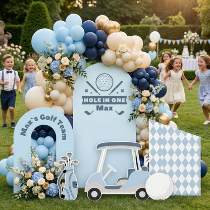 Hole in One Birthday Cutouts (Golf Team Arch), Blue Golf Party Decor, Golf Baby Shower, 1st Birthday, Props, Sign