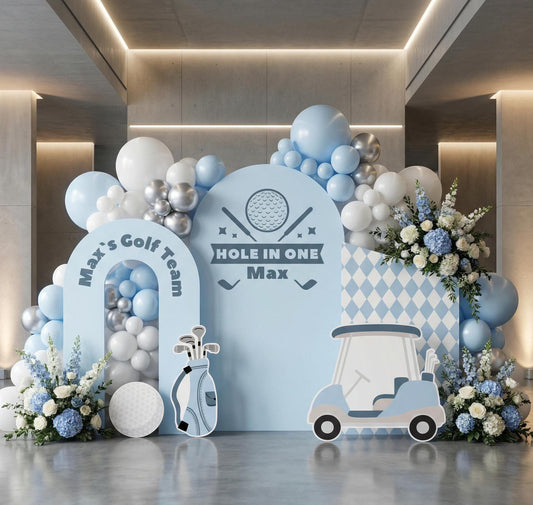 Hole in One Birthday Cutouts — custom party decor, printed and cut to shape