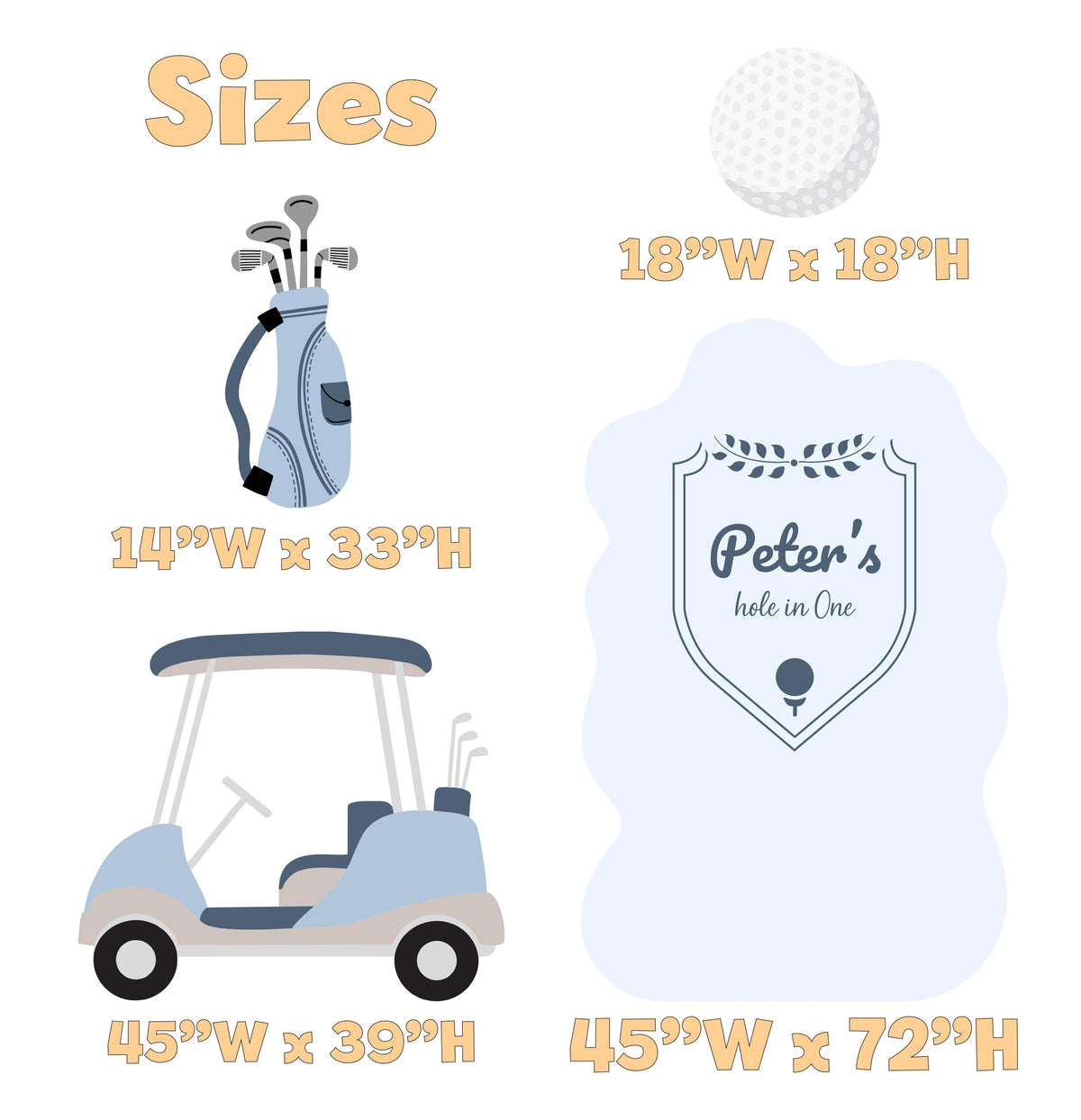 Hole in One Birthday Cutouts (Crest Arch), Blue Golf Party Decor, Golf Baby Shower, 1st Birthday, Props, Sign
