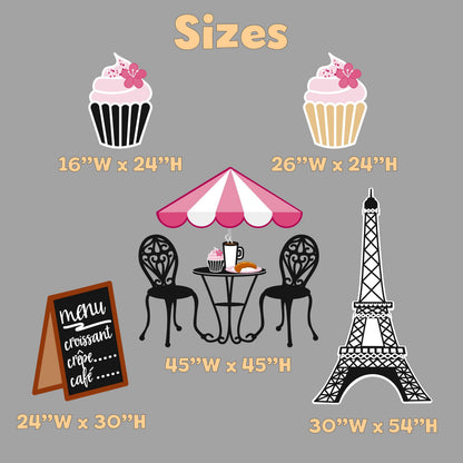 French Cafe Cutouts, Eiffel Tower, Bakery Shop, Birthday Props, Paris Baby Shower, Dessert Shop, Patisserie Party Backdrop