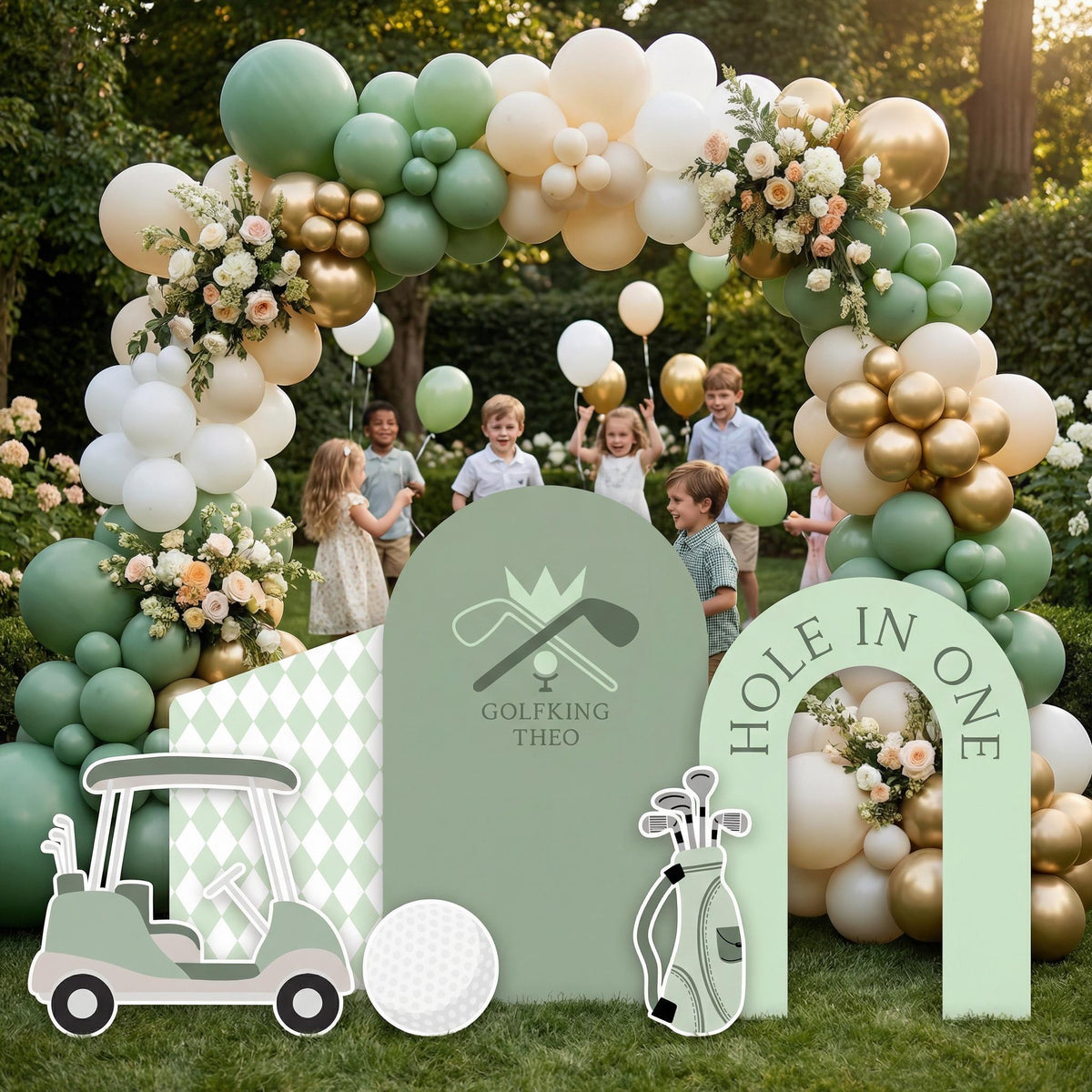 Hole in One Birthday Cutouts, Green Golf Party Decor, Golf Baby Shower, 1st Birthday, Props, Sig, Golf Cart