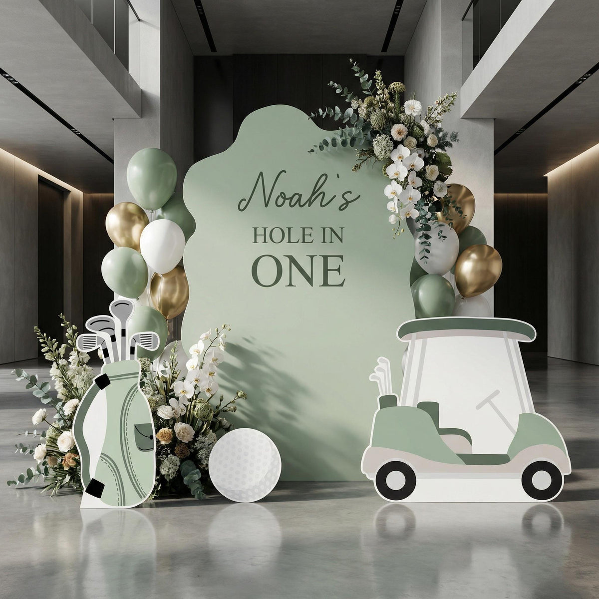 Hole in One Birthday Cutouts, Green Golf Party Decor, Golf Baby Shower, 1st Birthday, Props, Signs, Golf Cart
