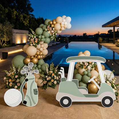 Hole in One Birthday Cutouts, Green Golf Party Decor, Golf Baby Shower, 1st Birthday, Props, Sign, Golf Cart
