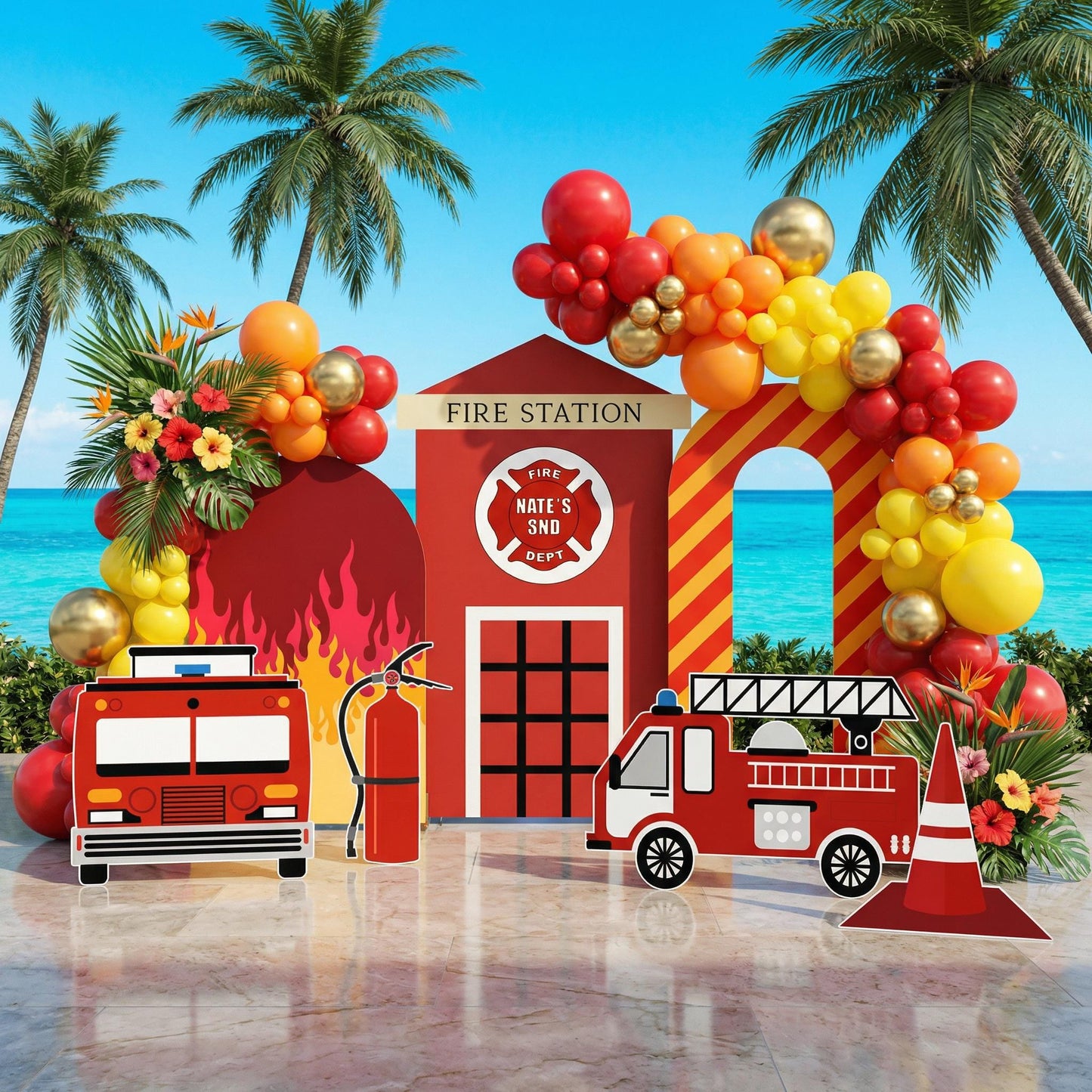 Firefighter Cutouts — custom party decor, printed and cut to shape