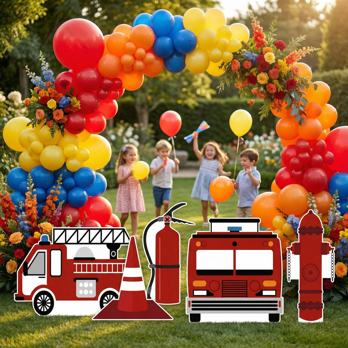 Firefighter Cutouts, Set 5, Yard Sign, Firefighter Theme Party, Centerpieces, Kids Even Decor, Fire Truck Props, Fire Station
