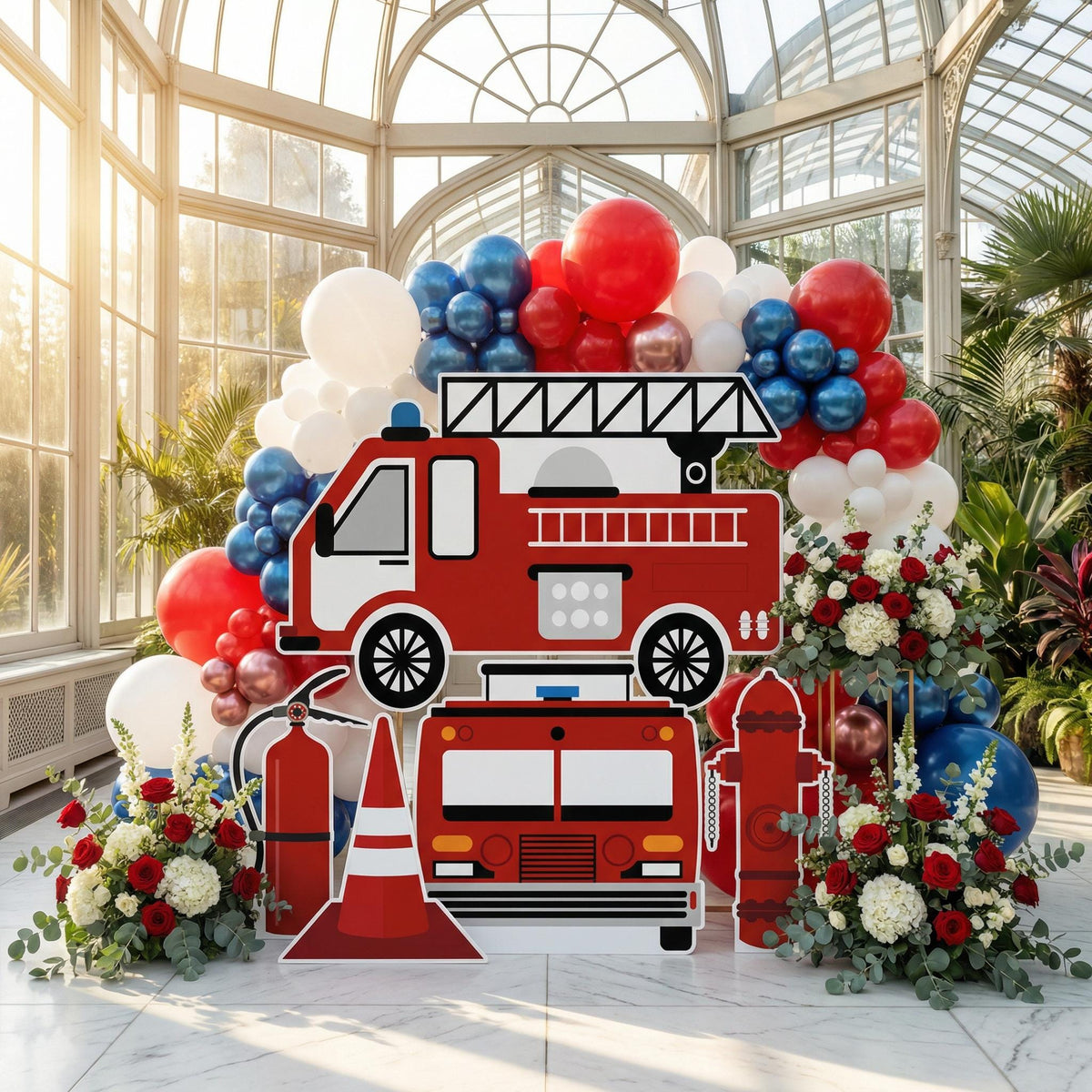 Firefighter Cutouts — custom party decor, printed and cut to shape