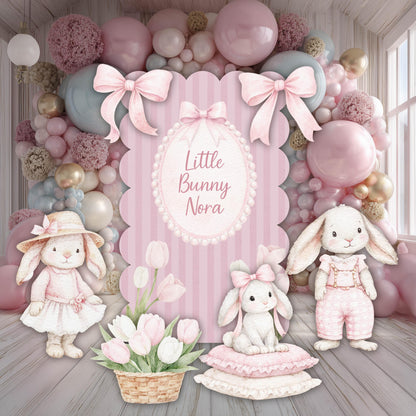 Pink Bunny Cutouts — custom party decor, printed and cut to shape