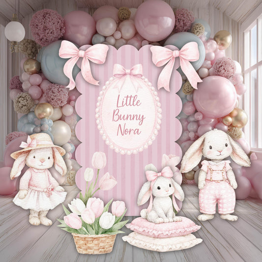 Pink Bunny Cutouts — custom party decor, printed and cut to shape