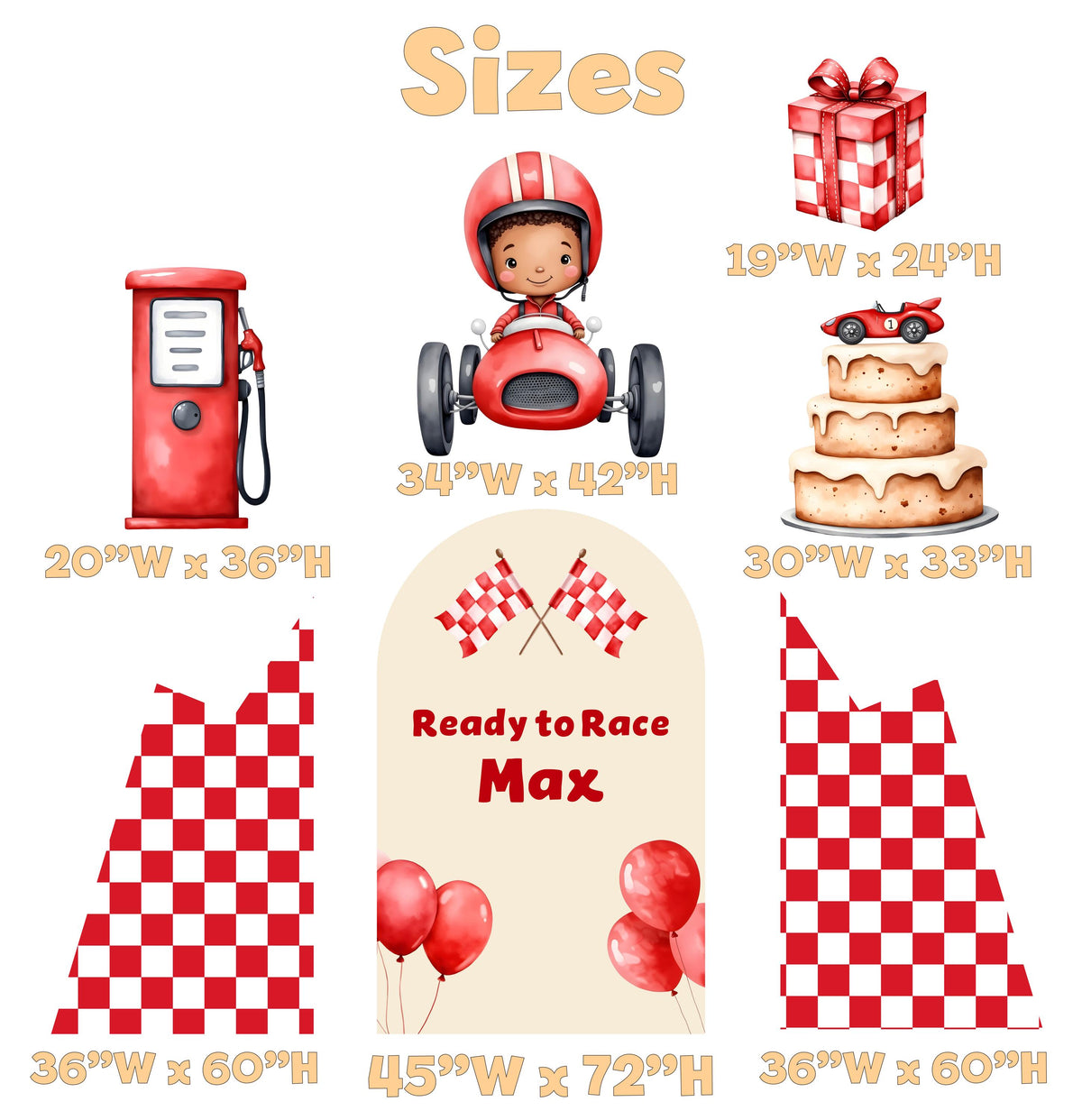 Red Racer Cutouts (Checkered Arch), Race Car Birthday, Little Racer, Two 2 Fast to Curious Birthday Decoration, 2nd Birthday, Boys Baby Shower, Formula One
