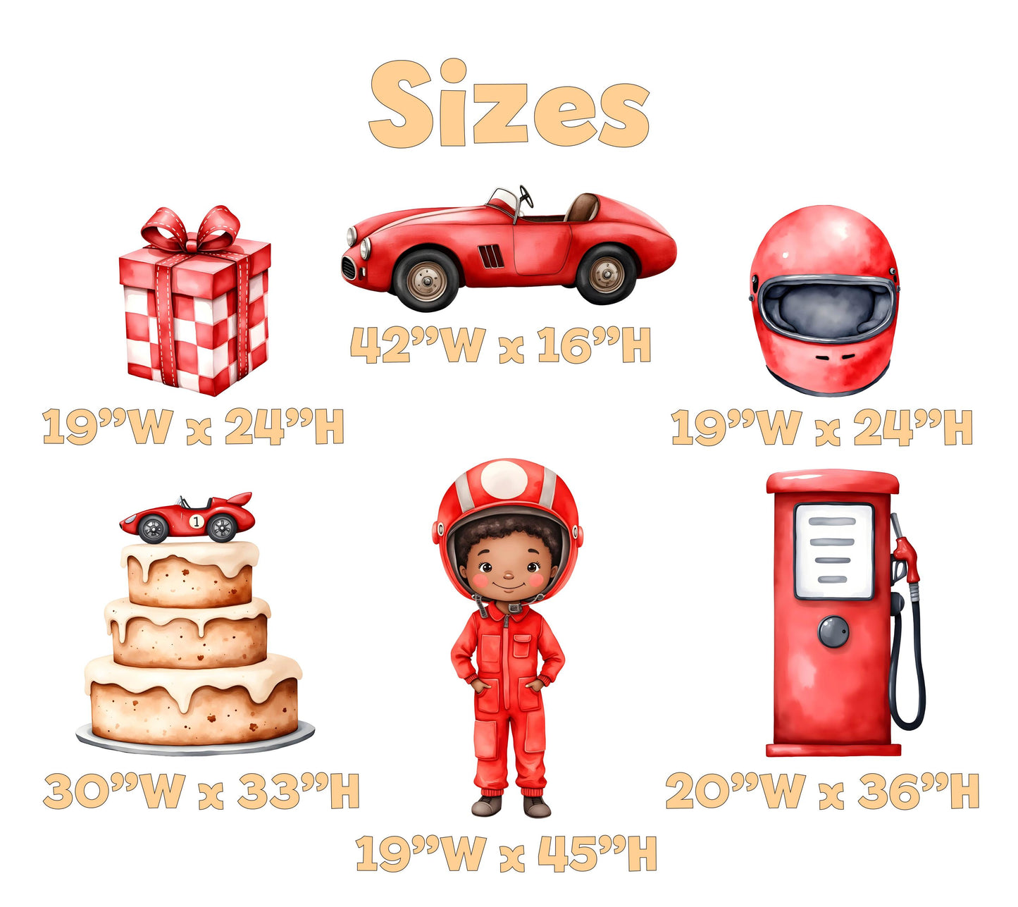 Red Racer Set 6 Cutouts, Race Car Birthday, Little Racer, Two Fast to Curious, 2nd Birthday, Boys Baby Shower, Formula One