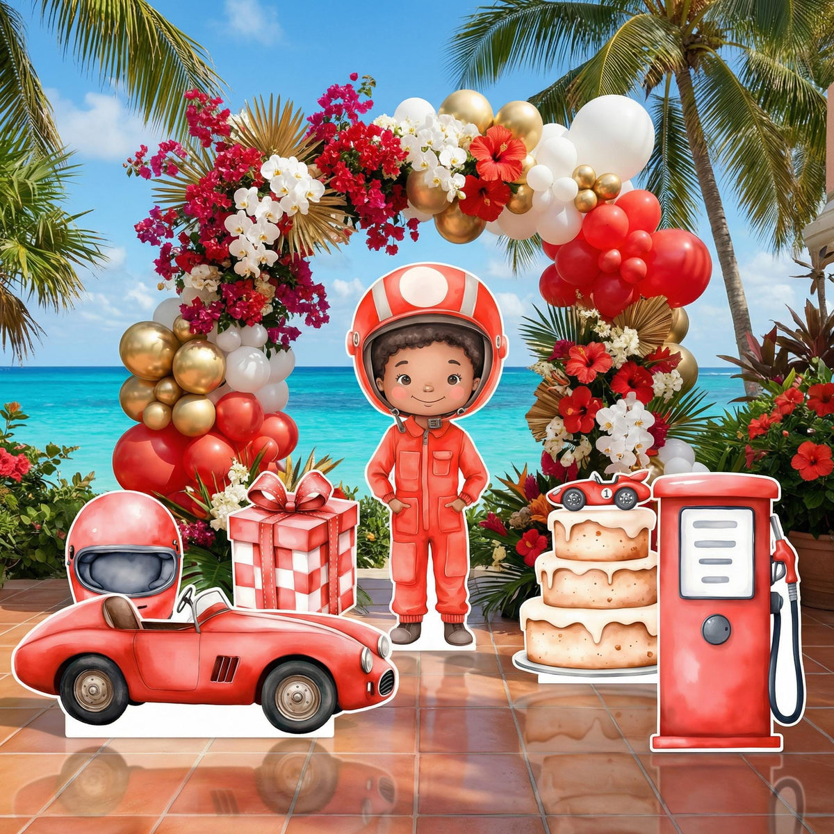 Red Racer Set 6 Cutouts, Race Car Birthday, Little Racer, Two Fast to Curious, 2nd Birthday, Boys Baby Shower, Formula One