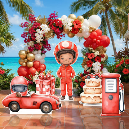 Red Racer Set 6 Cutouts, Race Car Birthday, Little Racer, Two Fast to Curious, 2nd Birthday, Boys Baby Shower, Formula One