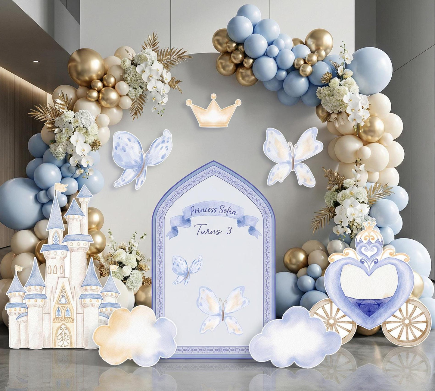 Blue Baby Princess Cutout — custom party decor, printed and cut to shape