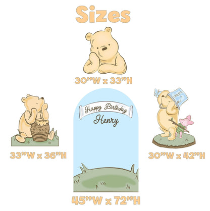 Classic Honey Bear Cutouts (Blue Arch & Three Bears), Baby Shower Decor, Backdrop, Baby Boy, Bear Props, 1st Birthday