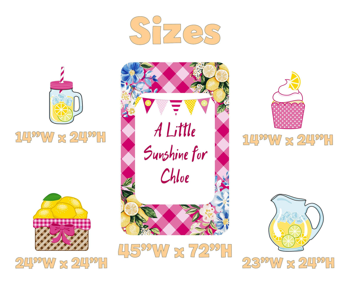 Lemonade Party Cutouts (Pink Gingham), Main Squeeze, Backdrop, Two Sweet Birthday, Pink Lemonade Decor, Baby Shower, Summer Party, Lemonade Stand