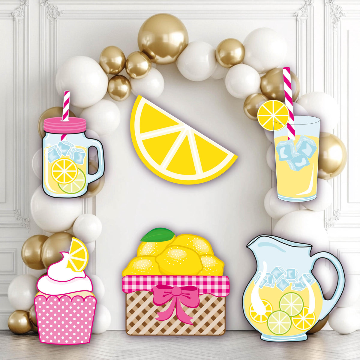 Lemonade Party Set 6 Cutouts, Main Squeeze, Backdrop, Two Sweet Birthday, Pink Lemonade Decor, Baby Shower, Summer Party, Lemonade Stand