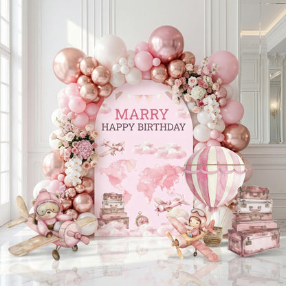 Pink Aviator Bear Cutout — custom party decor, printed and cut to shape