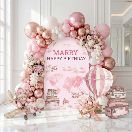 Pink Aviator Bear Cutout — custom party decor, printed and cut to shape