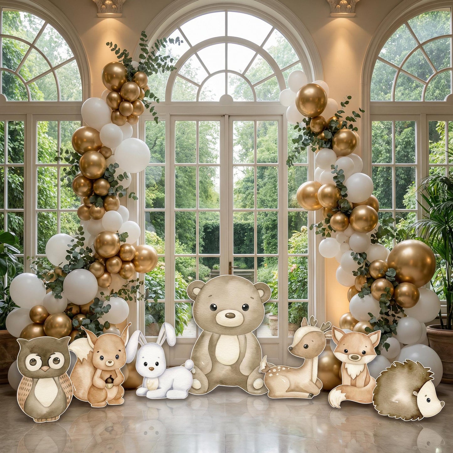 Watercolor Woodland Animals Cutout — custom party decor, printed and cut to shape