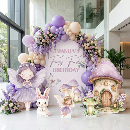 Purple Fairy First Birthday Cutout, Fairy Garden, Whimsical Fairy Baby Shower, Enchanted Fairy, Fairytale, Princess, Mushroom Backdrop